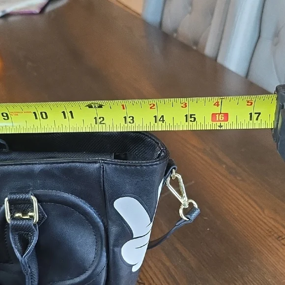 Disney Faux Leather Bioworld Mickey Mouse Satchel/Crossbody in black and white. - Picture 6 of 12